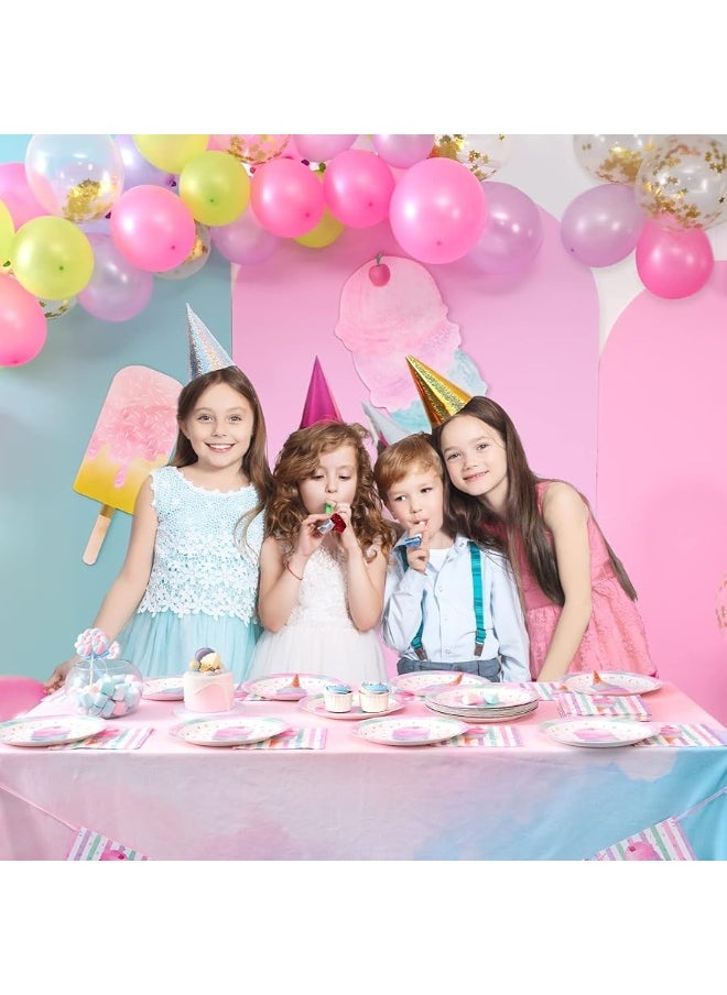 Wernnsai - WERNNSAI Ice Cream Party Plates and Napkins - Serves 50 Guests 100 PCS Pink Sweet Ice Cream Themed Party Supplies for Girls Birthday Baby Shower Pool Summer Celebration Dinner Picnic Party Tableware - Image 1