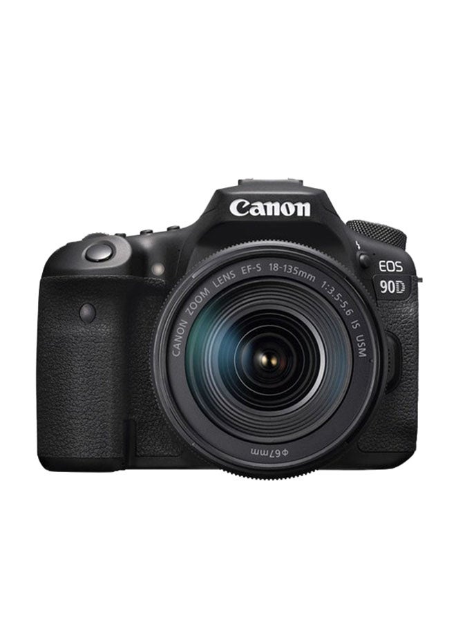 Canon EOS 90D DSLR Camera، With EF-S 18-135mm IS USM Lens، 32.5 MP، APS-C sensor، 10 fps، Dual Pixel CMOS AF، Wi-Fi and Bluetooth، 4K، Vari-Angle Touchscreen، Great for Wildlife & Sports Photography - Image 1