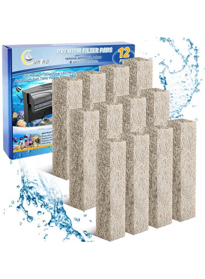 Cunina Cunina 12PCS Ammonia Reducer Filter Pads Compatible with Aqueon Quietflow 20 & 75, Sponge Replacement Filter Cartridges for Aqueon Quietflow LED PRO Aquarium Fish Tank Power Filter - Image 1