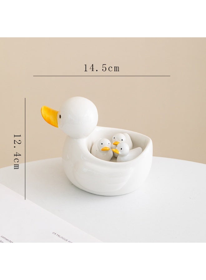 حامل عصي الطعام على شكل بطة كرتونية لطيفة، مصنوع من السيراميك، مناسب للاستخدام المنزلي، تصميم مبتكر لوضع العصا.