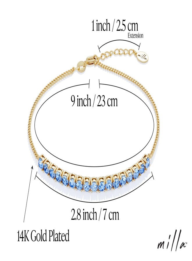 Milla Anklets for Women Waterproof - 14K Gold Plated Anklets and Sterling Silver Plated Ankle Bracelets for Women. (14K Gold Plated/Light Sapphire) - Image 4