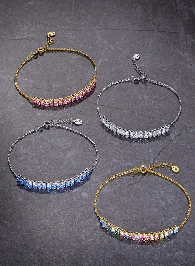 Milla Anklets for Women Waterproof - 14K Gold Plated Anklets and Sterling Silver Plated Ankle Bracelets for Women. (14K Gold Plated/Light Sapphire) - Image 5