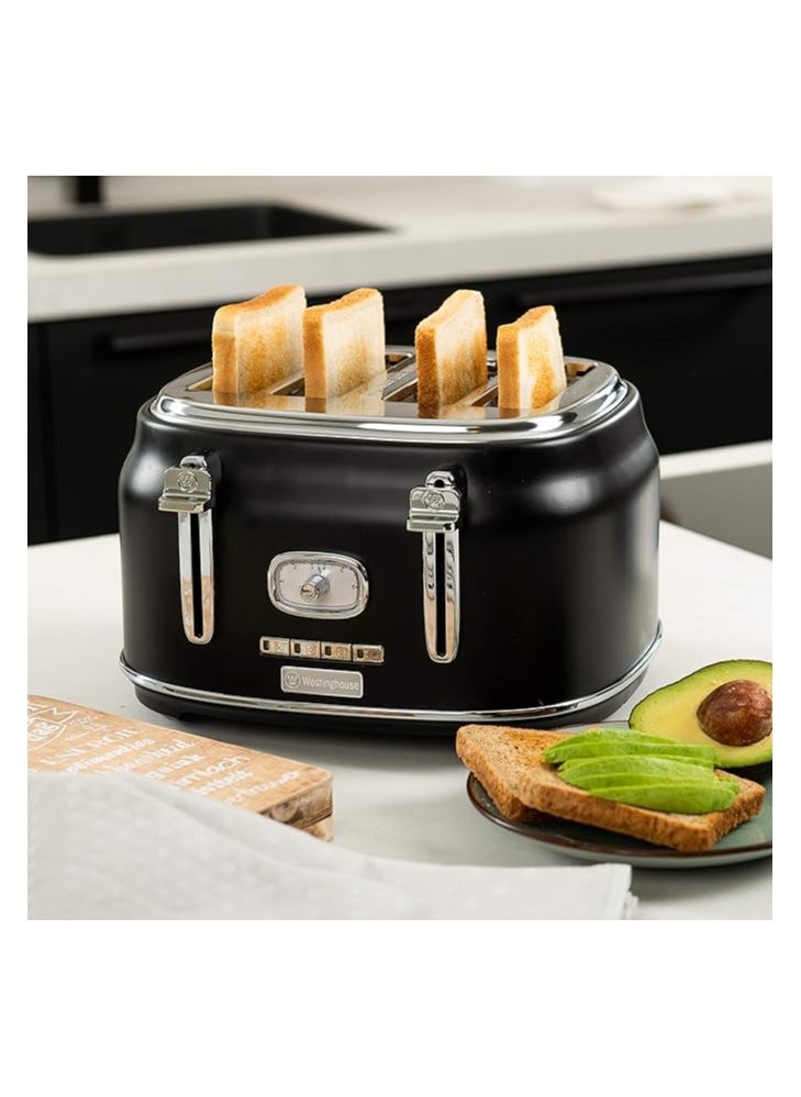 Westinghouse Retro Series 4-Slice Toaster 1750W - Black | High-Power Toaster for Even Toasting, Bagels & More  - Image 4