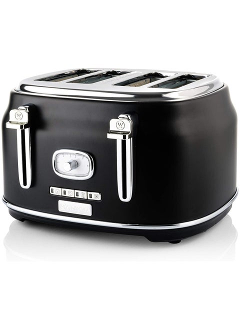 Retro Series 4-Slice Toaster 1750W - Black | High-Power Toaster for Even Toasting, Bagels & More