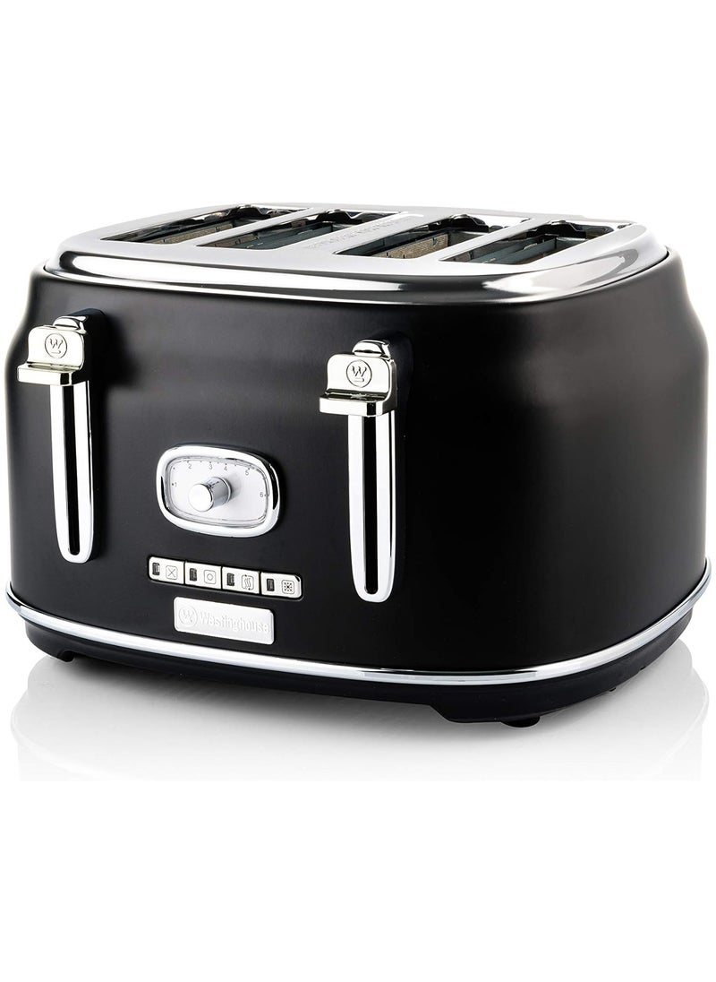 Westinghouse Retro Series 4-Slice Toaster 1750W - Black | High-Power Toaster for Even Toasting, Bagels & More  - Image 1