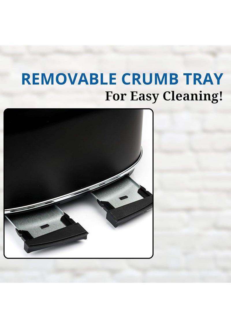 Westinghouse USA Retro 4-Slice Bread Toaster - Six Adjustable Browning Levels - with Self Centering Function & Crumb Tray - Including Warm Rack for Bread, Bagels, Sandwiches, & Croissants - Black - Image 3