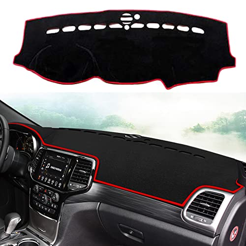 YOFAMO Dashboard Cover Dash Cover Mat Pad Carpet Custom for Jeep Grand Cherokee 2011-2021 Accessories(NOT for Jeep Cherokee & Grand Cherokee L) Anti-Skid Center Console Protector Cover Mat(Red Edge) - Image 1