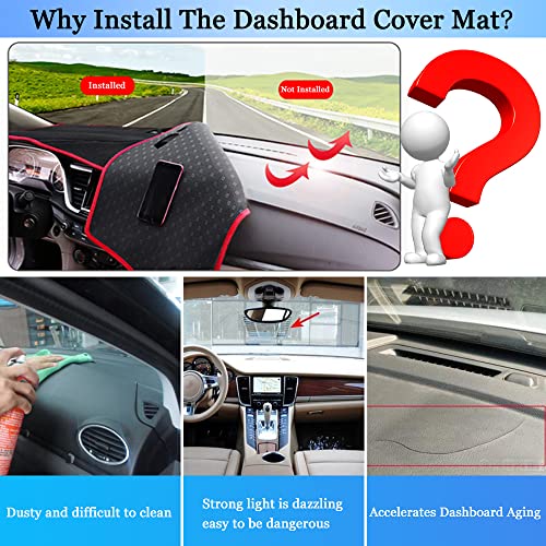 YOFAMO Dashboard Cover Dash Cover Mat Pad Carpet Custom for Jeep Grand Cherokee 2011-2021 Accessories(NOT for Jeep Cherokee & Grand Cherokee L) Anti-Skid Center Console Protector Cover Mat(Red Edge) - Image 2