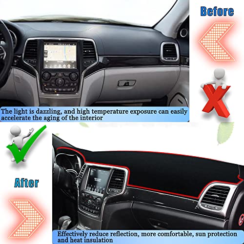 YOFAMO Dashboard Cover Dash Cover Mat Pad Carpet Custom for Jeep Grand Cherokee 2011-2021 Accessories(NOT for Jeep Cherokee & Grand Cherokee L) Anti-Skid Center Console Protector Cover Mat(Red Edge) - Image 4