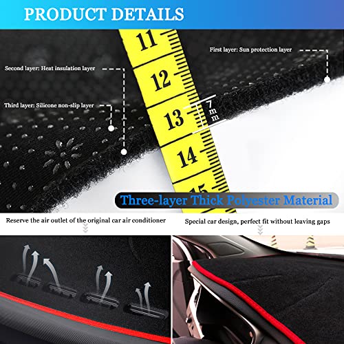 YOFAMO Dashboard Cover Dash Cover Mat Pad Carpet Custom for Jeep Grand Cherokee 2011-2021 Accessories(NOT for Jeep Cherokee & Grand Cherokee L) Anti-Skid Center Console Protector Cover Mat(Red Edge) - Image 5