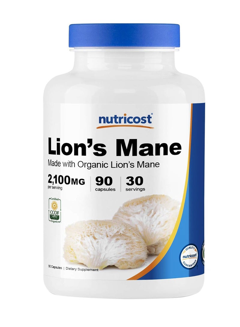 Organic Lion'S Mane Mushroom Capsules 2100 Mg 30 Servings