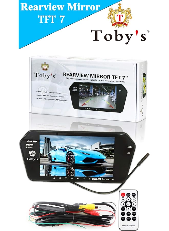 توبيز مرآة الرؤية الخلفية DVR TFT مقاس 7 بوصات مع شاشة عالية الدقة بالكامل، مساعدة في ركن السيارة عند الرجوع للخلف، شاشة تعمل باللمس بالكامل، كاميرا لوحة قيادة السيارة