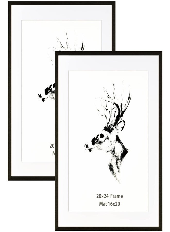 Yaetm 20x24 Black Wood Picture Frame with Mat for 16x20 Set of 2, Solid Wood Frame for Photos, Posters & Art Prints, Horizontal and Vertical Wall Mount (2 pack, Anthracite Black) - Image 1