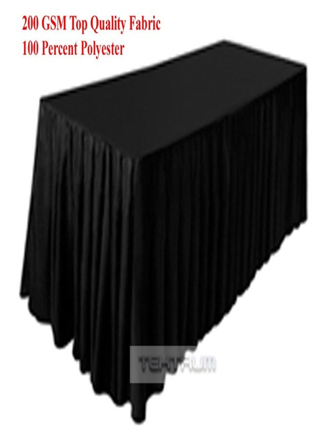TEKTRUM 8' FT LONG FITTED TABLE SKIRT COVER FOR TRADE SHOW - BLACK COLOR - Image 3