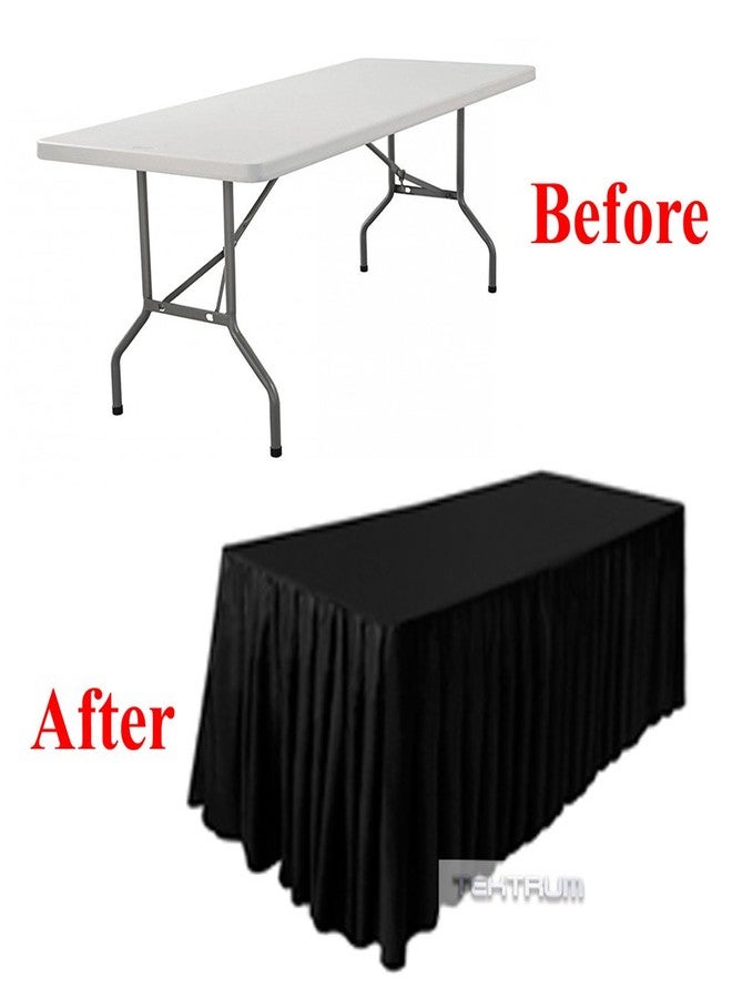 TEKTRUM 8' FT LONG FITTED TABLE SKIRT COVER FOR TRADE SHOW - BLACK COLOR - Image 2