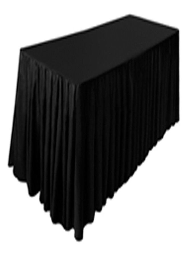 TEKTRUM 8' FT LONG FITTED TABLE SKIRT COVER FOR TRADE SHOW - BLACK COLOR - Image 1