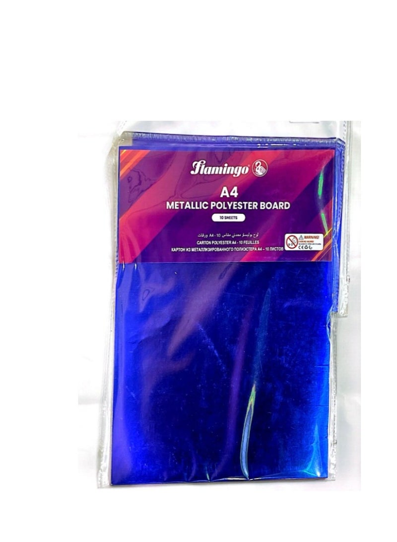 Flamingo A4 METALLIC POLYESTER BOARD, A4 10SHEETS ASSORTED COLORS - Image 1