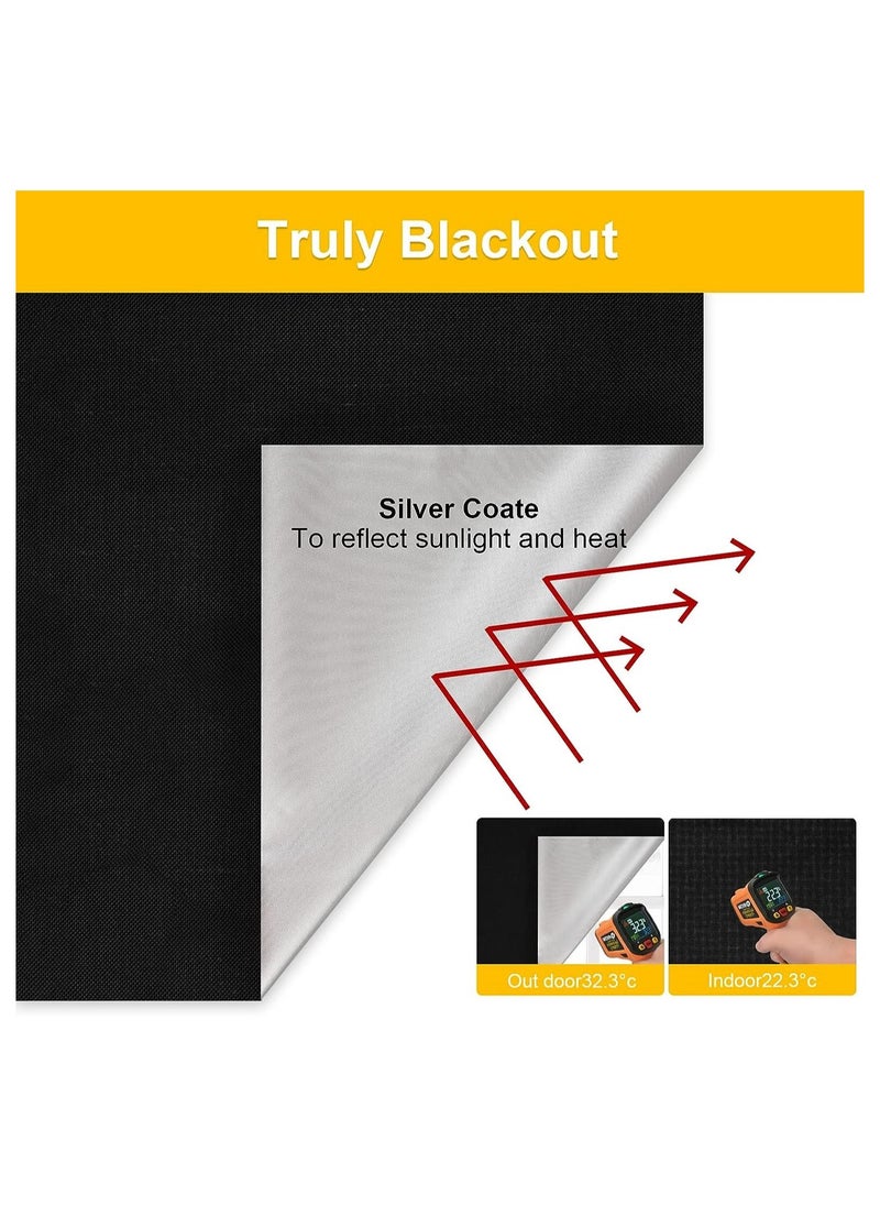 Generic - Portable Blackout Blinds 150 x 200CM 100 percent Blackout Material with Hook and Loop Straps Temporary Blackout Curtain Easy to Stick On Window for Bedroom Nursery Loft Travel - Image 1