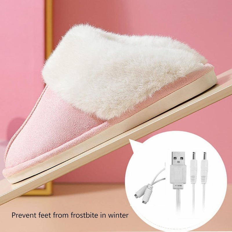 كلاراكو نعال تدفئة كهربائية، زوج واحد من نعال تدفئة القدمين الناعمة من القطيفة بمنفذ USB باللون الوردي مع نعل مانع للانزلاق، نعال تدفئة كهربائية محمولة قابلة لإعادة الشحن للنساء والرجال، للطقس البارد، مقاس 42-43 - Image 4