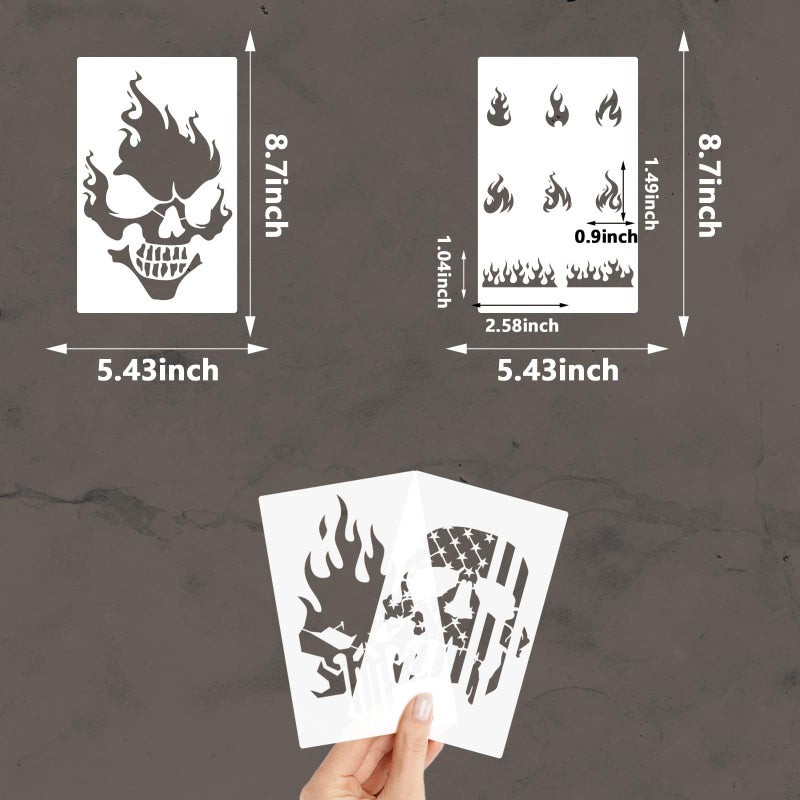 YKW Skull Stencils, 12Pcs Reusable Skeleton Hand Painting Templates, for Wood Walls Chalkboards Rocks DIY Art Projects,Ideal for Crafters, Artists, and Designers - Image 2