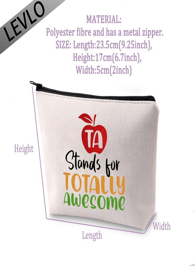 LEVLO Teacher Assistants Gifts TA Stands For Totally Awesome Makeup Bags End Of Term Gift TA Bags (TA Stands For Totally Awesome) - Image 2
