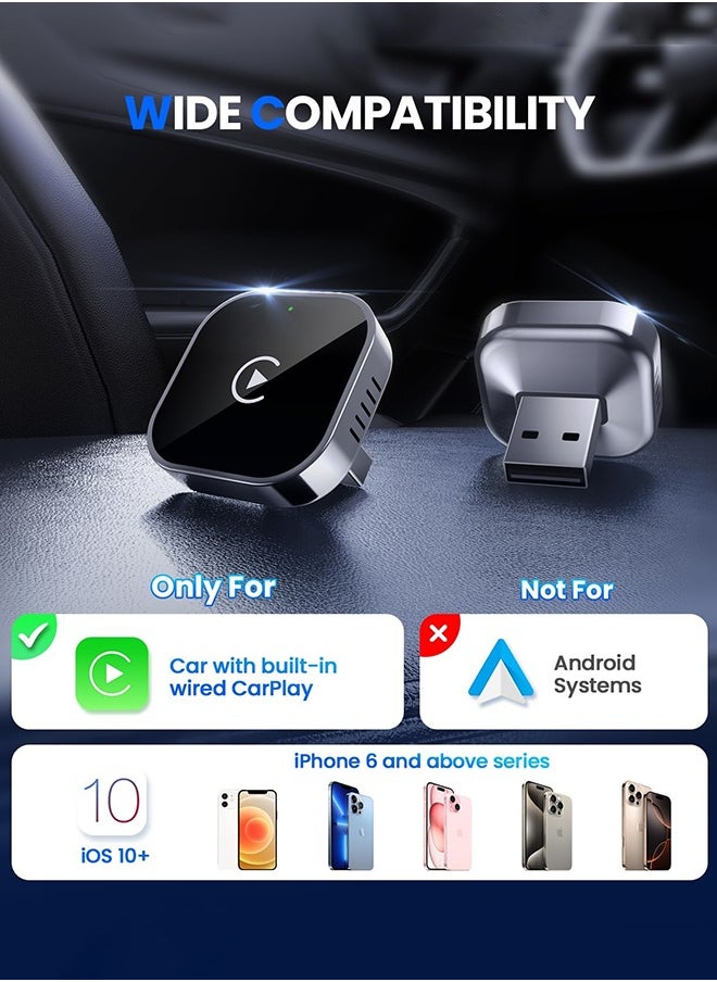 ديقيساند محول CarPlay اللاسلكي 2025 ترقية CarPlay السلكية إلى تصميم USB اللاسلكي الصغير للسيارات مع مدمج في سلكي Apple CarPlay Plug and Play سهل الاستخدام اتصال سريع مستقر لعب السيارة لـ iPhone  - Image 3
