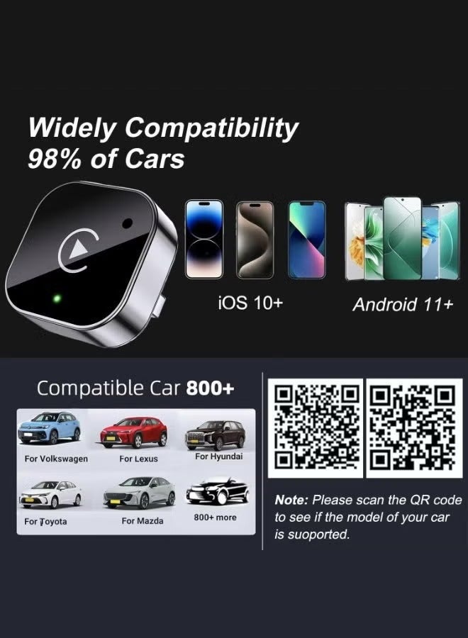Digisand Wireless CarPlay Adapter 2025 Upgrade Wired CarPlay to Wireless, Mini USB Design for Cars with Built-in Wired Apple CarPlay Plug and Play Easy Use Fast Stable Connection Car Play for iPhone - Image 2