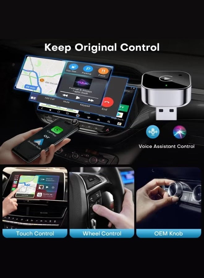 Digisand Wireless CarPlay Adapter 2025 Upgrade Wired CarPlay to Wireless, Mini USB Design for Cars with Built-in Wired Apple CarPlay Plug and Play Easy Use Fast Stable Connection Car Play for iPhone - Image 3