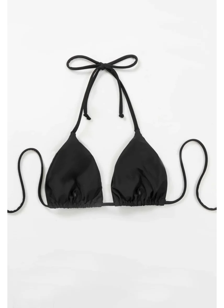 Angelsin Black Halter Triangle Bikini Top