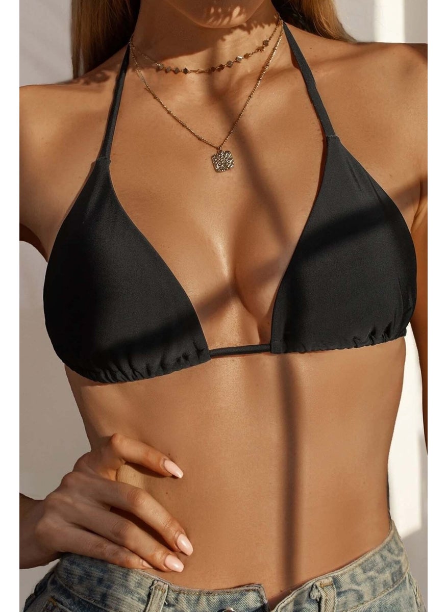 Angelsin Black Halter Triangle Bikini Top  - Image 2