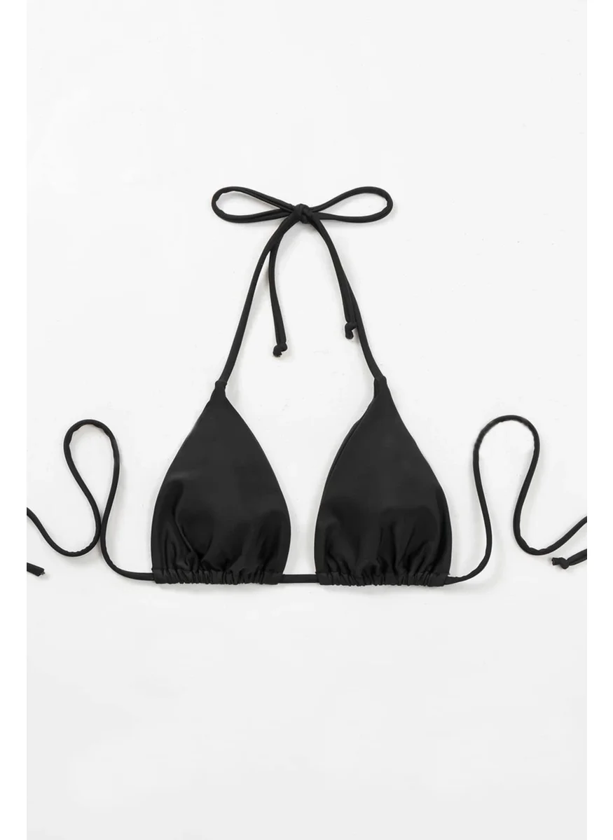Angelsin Black Halter Triangle Bikini Top