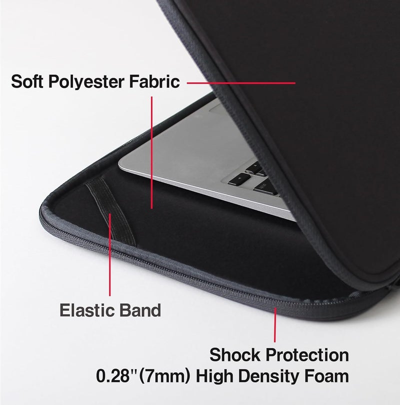 INNTZONE Laptop Sleeve 14 Inch Foldable Slim Case Lightweight Bag Notebook Computer Carrying Flip Cover (Black) - Image 5