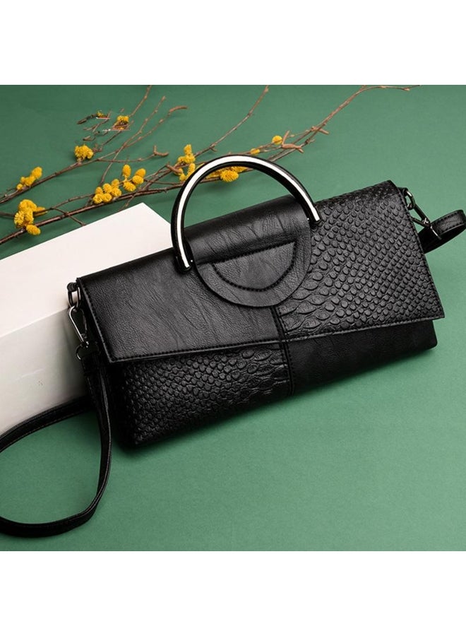 Yogodlns Yogodlns Retro Women Crocodile Pattern PU Leather Messenger Bags Fashion Solid Black Envelope Shoulder Crossbody Bag
