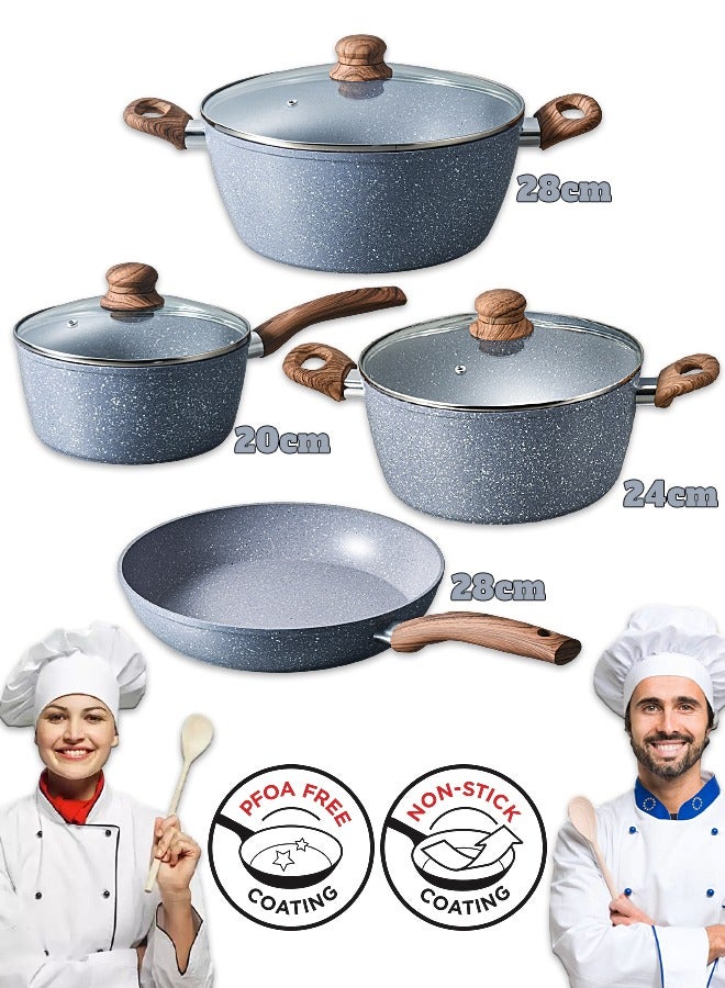 DESSINI Non-stick Coating Cookware Set - Stone Coated - Aluminum Alloy Material - Pot and Pan - Casserole Stockpot Deep Frying Pan Blue - Image 1