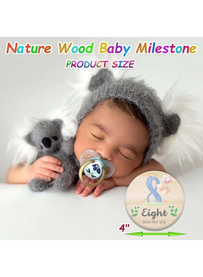 RORANIC Baby Monthly Milestone Cards for Newborn Girl or Boy, Monthly Baby Milestone Newborn Sign Baby Month Anniversary Cards, Baby Shower Cards Come with Organza Gift Bag - Image 3
