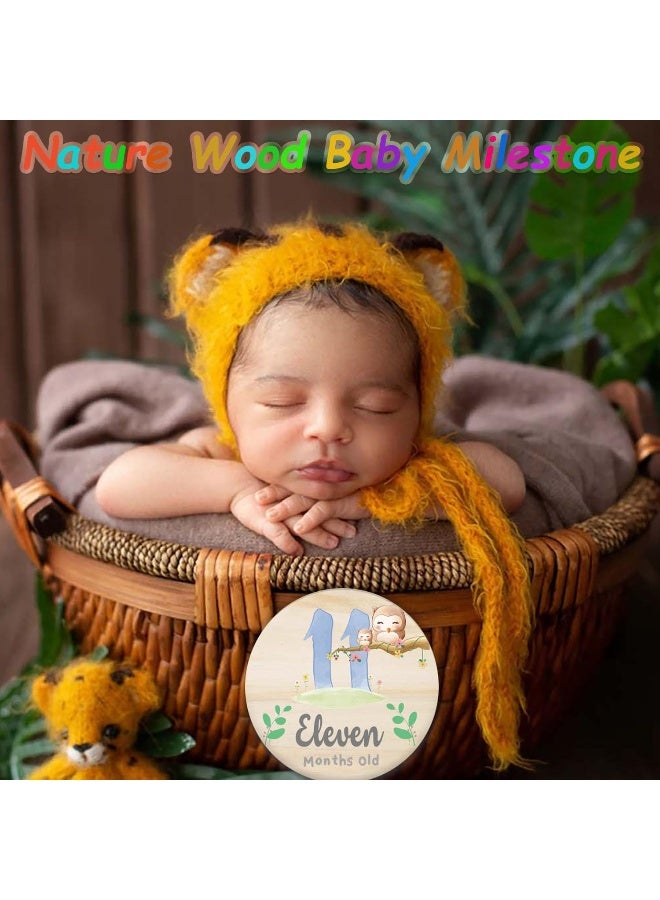 RORANIC Baby Monthly Milestone Cards for Newborn Girl or Boy, Monthly Baby Milestone Newborn Sign Baby Month Anniversary Cards, Baby Shower Cards Come with Organza Gift Bag - Image 4