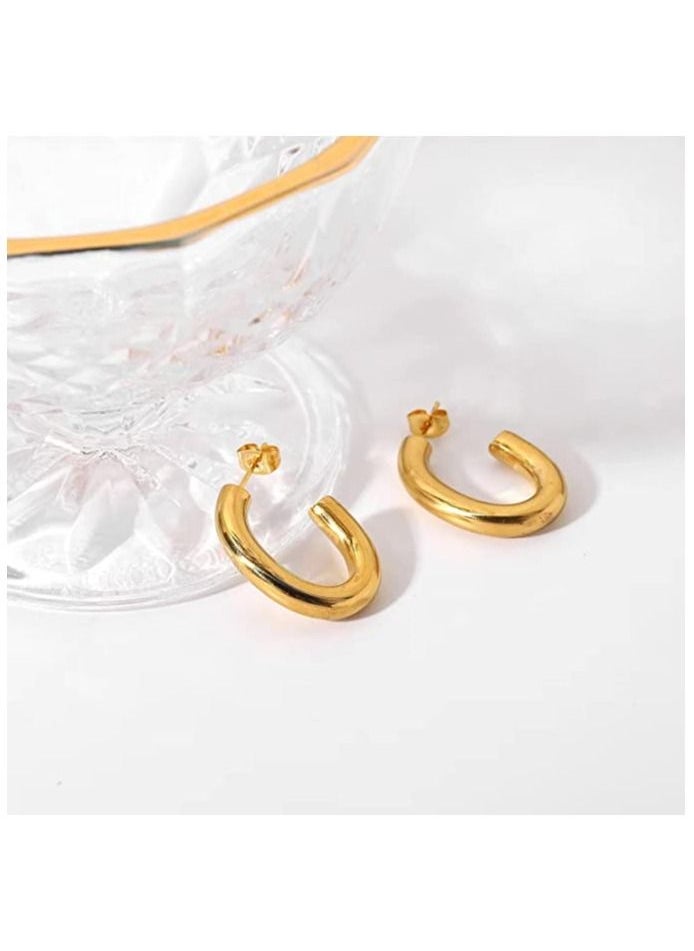 FASHION MANIA - Stainless 18K Gold Plated Lightweight Chunky Open Hoops | Gold Hoop Earrings for Women - Image 1