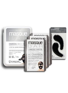 masque Bar Luminizing Charcoal Face Mask Kit (3 Peel Off Masks 1 Eye Mask 1 Charcoal Gel Mask) Blackhead Remover Absorbs Impurities Excess Oil Detoxifies Exfoliates Refines Appearance Of Pores  - Image 4