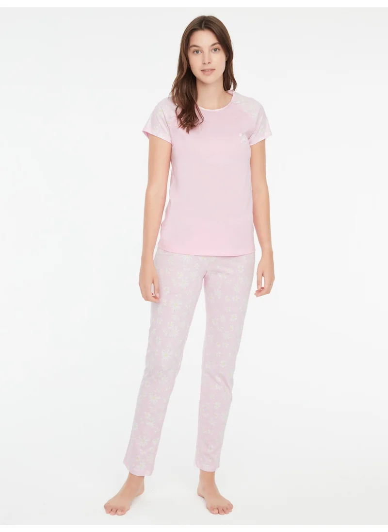 مود كولكشن - Women's Pink Round Neck Pajama Set 3857