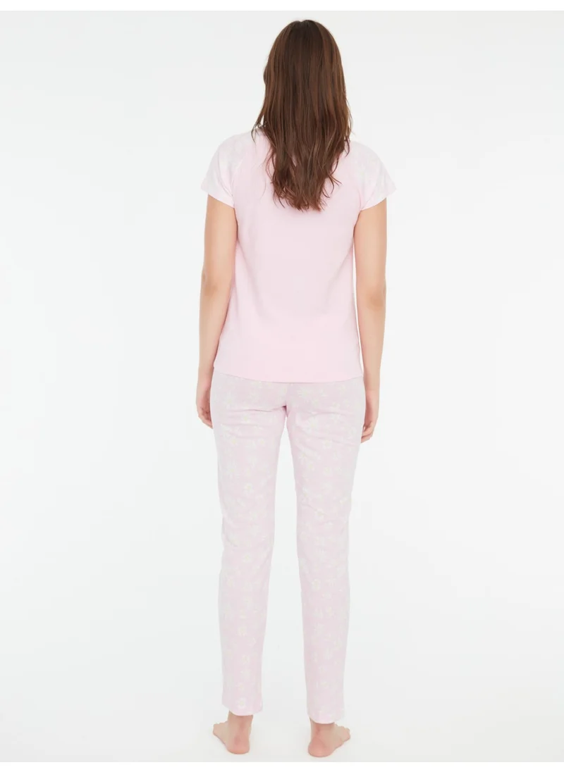 مود كولكشن - Women's Pink Round Neck Pajama Set 3857