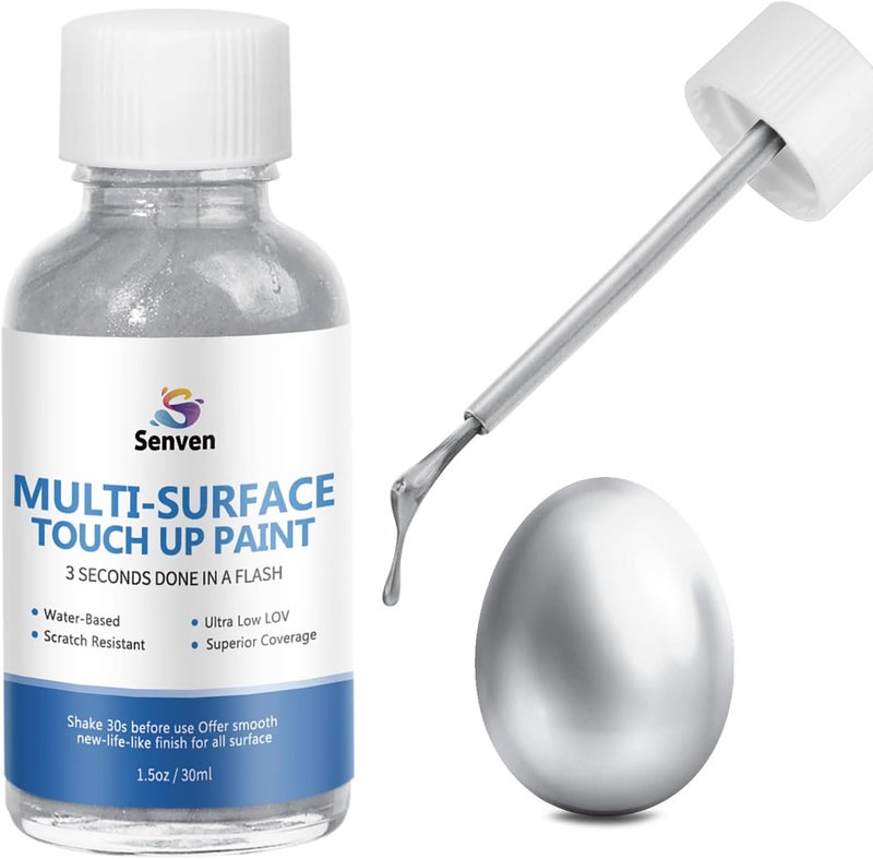SENVEN Liquid Silver Leaf Paint High Gloss Multi Surface Rich Silver Paint for Metal, Wood, Plastic, Canvas, Appliance, Furniture Scratch Repair & Art Handcrafts 30ml/1.5oz Fast Drying Acrylic - Image 1