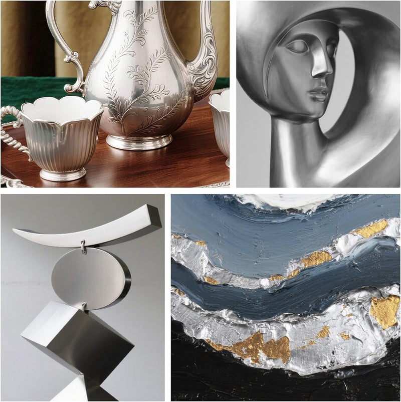 SENVEN Liquid Silver Leaf Paint High Gloss Multi Surface Rich Silver Paint for Metal, Wood, Plastic, Canvas, Appliance, Furniture Scratch Repair & Art Handcrafts 30ml/1.5oz Fast Drying Acrylic - Image 4