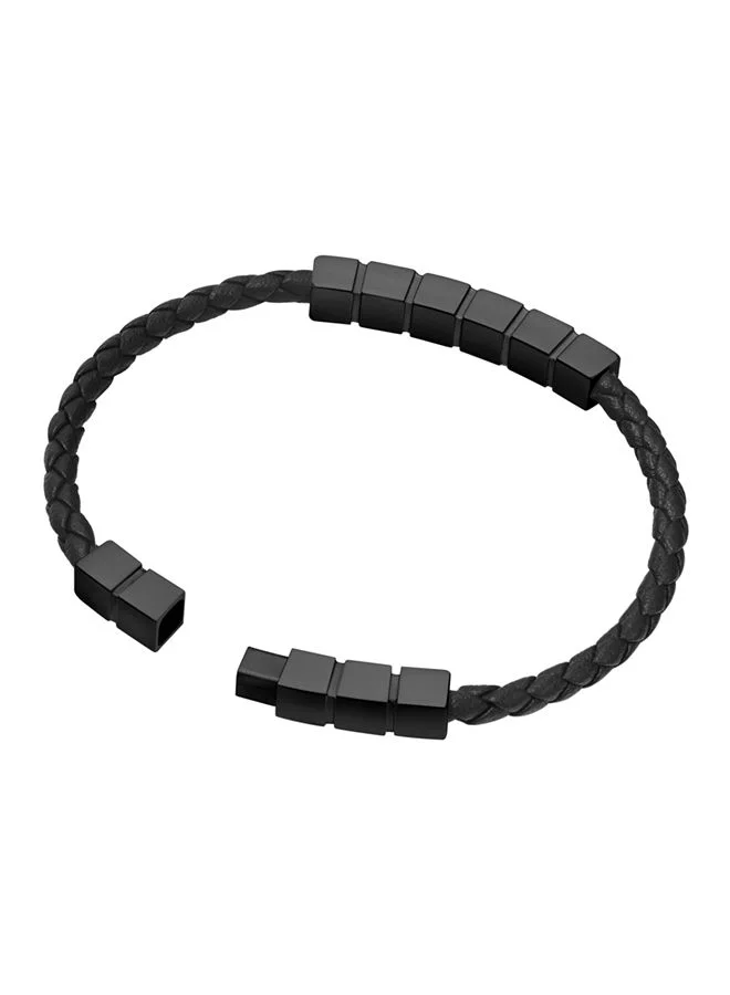 POLICE Crosschess Bracelet for Men Black with Black LeatherPEAGB0005013