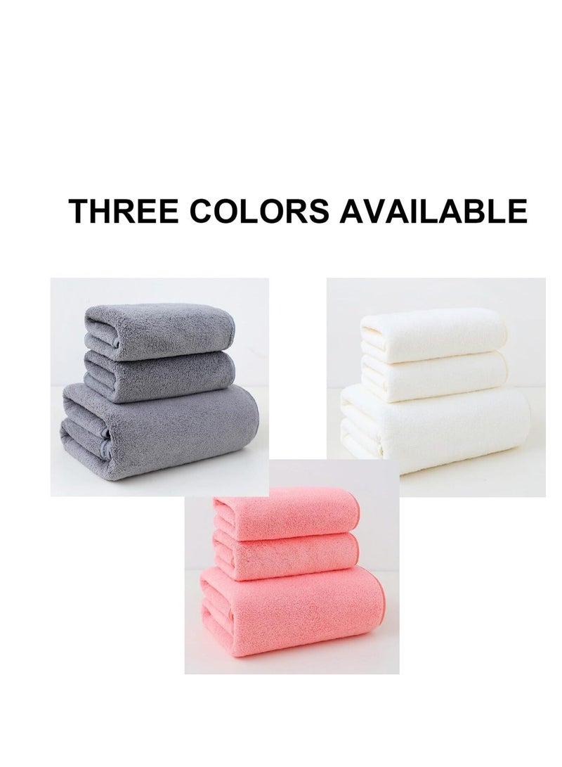 DIOTTI 3 PCS Microfiber Bath Towel Set, Plush Quick Dry Lint Free Microfiber Bath Towel Set Multipurpose Coral Velvet Bath Towels for Spa, Yoga, Fitness, Bathroom (70 * 140 CM & 35 * 75 CM, Grey) - Image 5