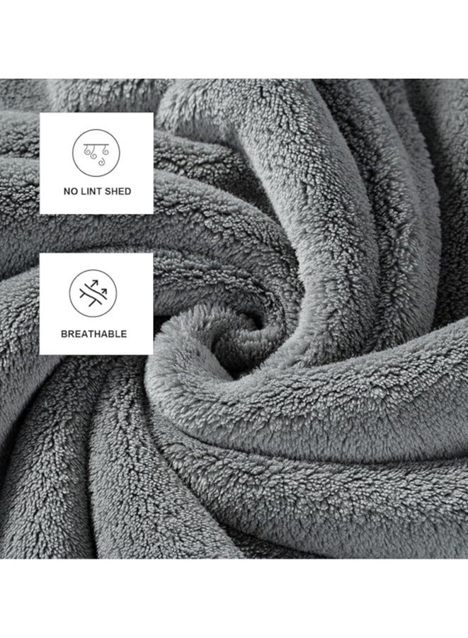 DIOTTI 3 PCS Microfiber Bath Towel Set, Plush Quick Dry Lint Free Microfiber Bath Towel Set Multipurpose Coral Velvet Bath Towels for Spa, Yoga, Fitness, Bathroom (70 * 140 CM & 35 * 75 CM, Grey) - Image 2