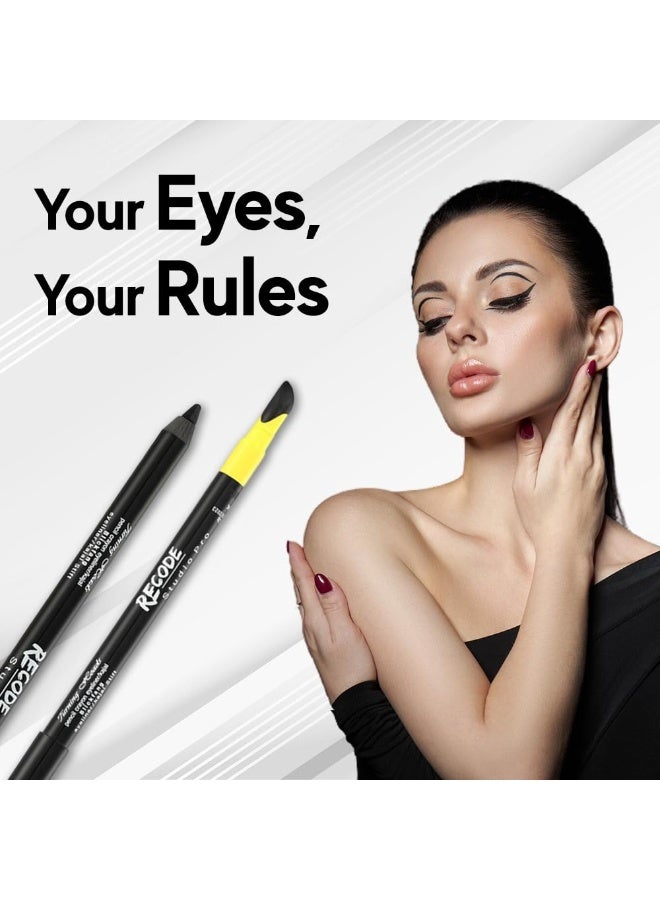 إعادة ترميز قلم تحديد العيون (آيلاينر وكحل) "Turning Heads" من Recode؛ يتميز بتركيبة "جل" مطفية (Matte) سهلة الانسياب، ويأتي مزوداً بأداة دمج في الطرف الآخر. يتميز بتركيبة تدوم طويلاً، ومقاومة للماء والتلطخ. اللون: أسود. الوزن: 1.2 جم. - Image 2