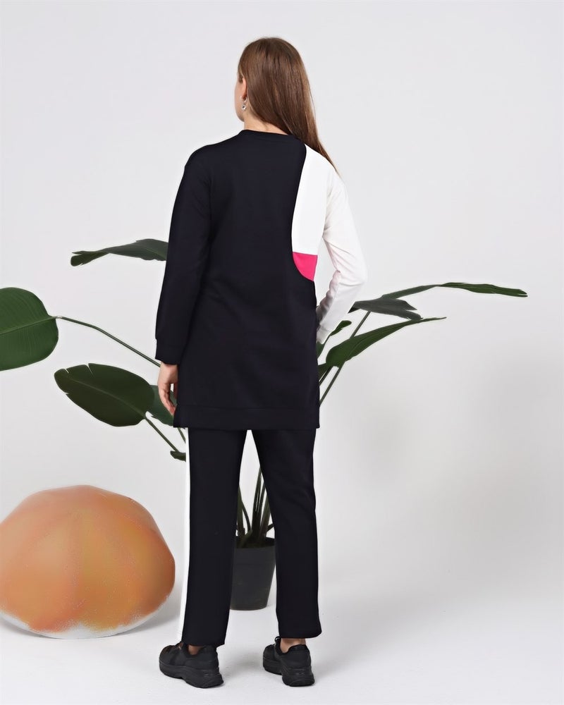 Bwest Sapphire Side Pocket Detailed Ribbed Tracksuit - Navy Blue - Image 3