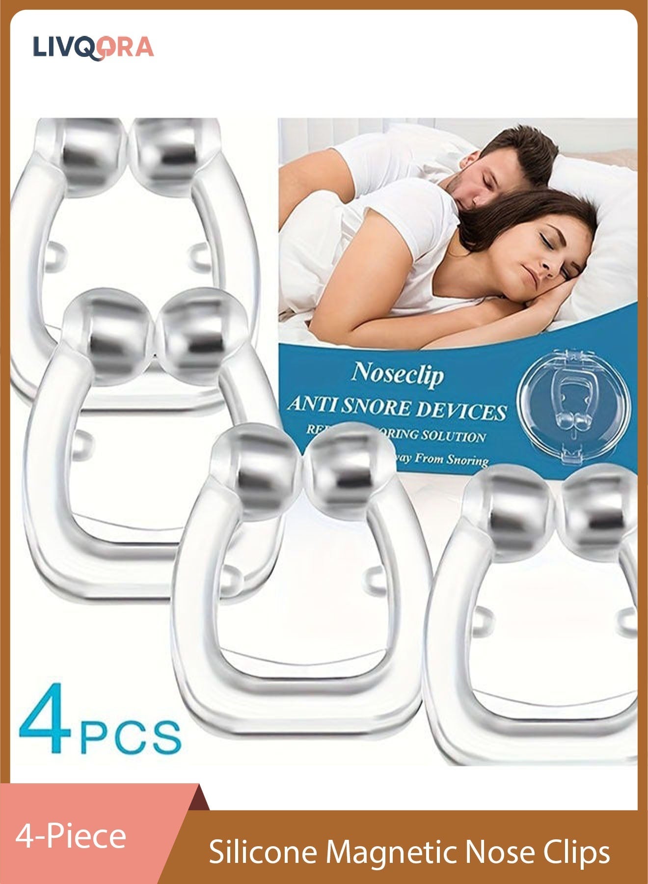 Anti Snoring Silicone Magnetic Nose Clips 4-Pack, Help Breathe Right and Stop Snoring Devices, Safe and Easy to Clean,That Work for Men & Women Snoring Solution Aid for Quiet Nights