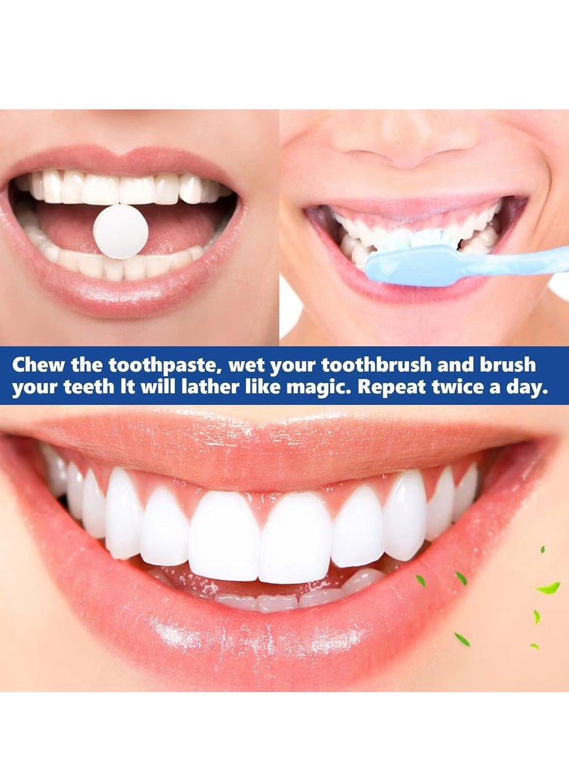 Chewable Toothpaste Tablets, Flouride Free Toothpaste Tabs, Travel Sized Oral Care, Eco Friendly Vegan Dental Tabs for Brushing, Nano Hydroxyapatite Toothpaste, All Natural, Strengthen Teeth 62 Tablets