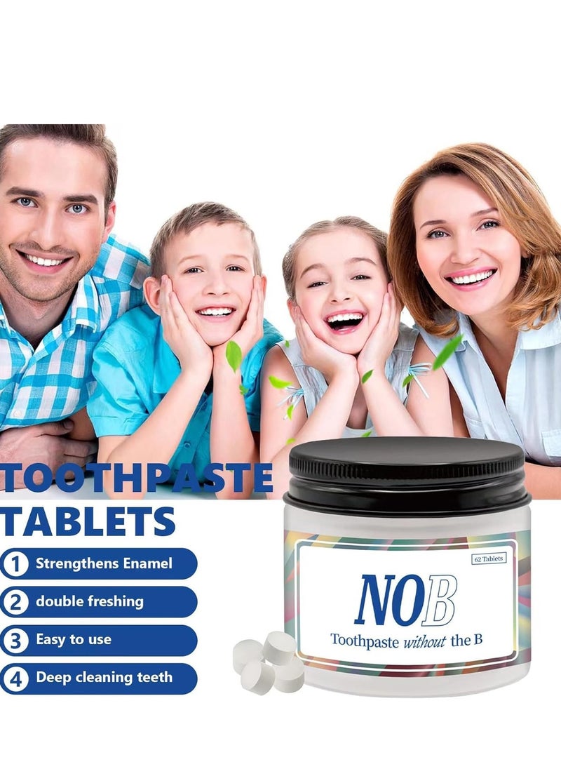 Chewable Toothpaste Tablets, Flouride Free Toothpaste Tabs, Travel Sized Oral Care, Eco Friendly Vegan Dental Tabs for Brushing, Nano Hydroxyapatite Toothpaste, All Natural, Strengthen Teeth 62 Tablets